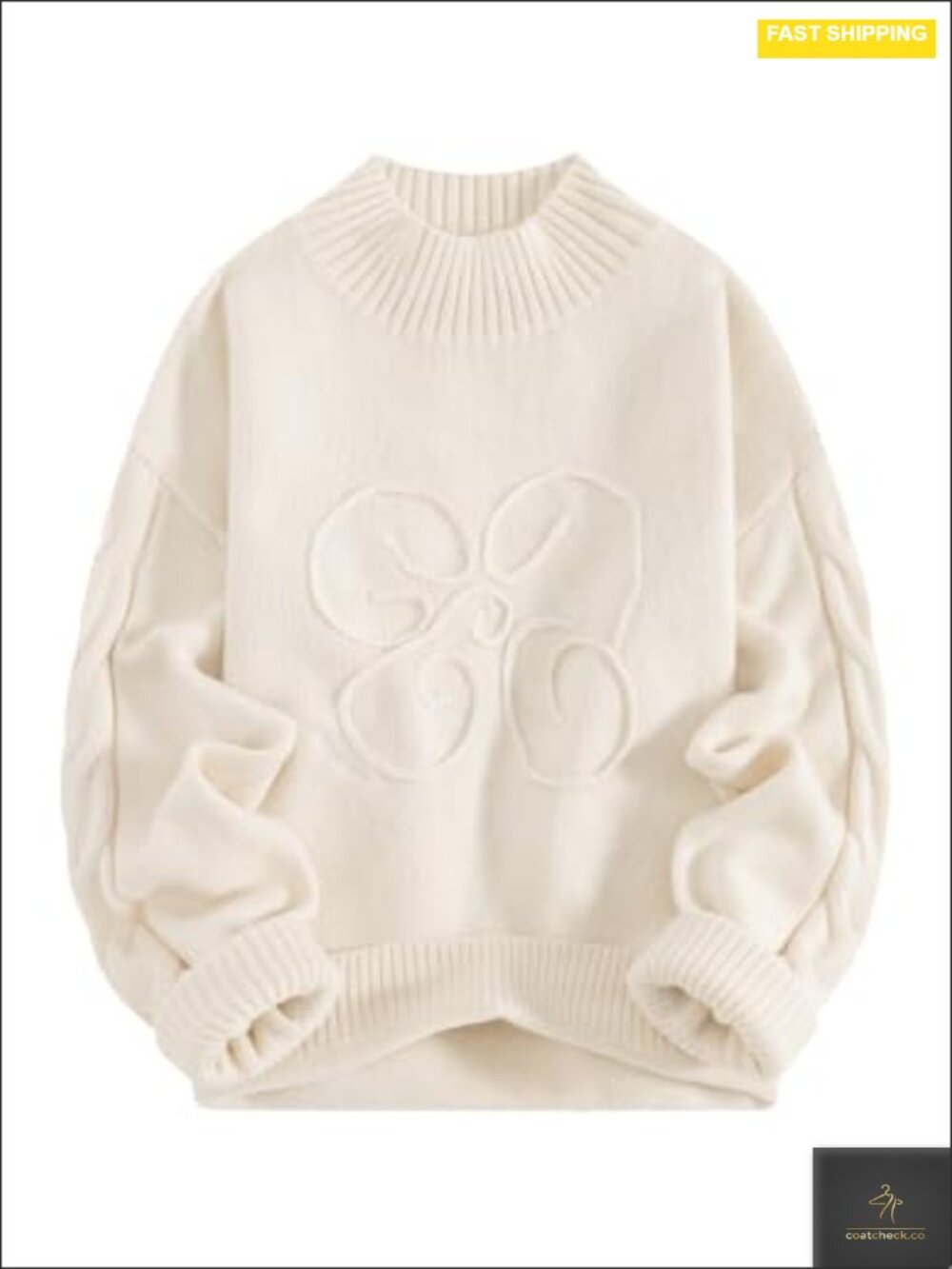 Women's Oversized Graphic Knit Pullover Sweater Cable Long Sleeve